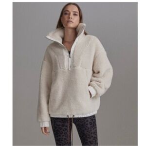 VARLEY- Appleton Half Zip Pullover Sherpa Teddy Sweater Jacket Ivory Size M